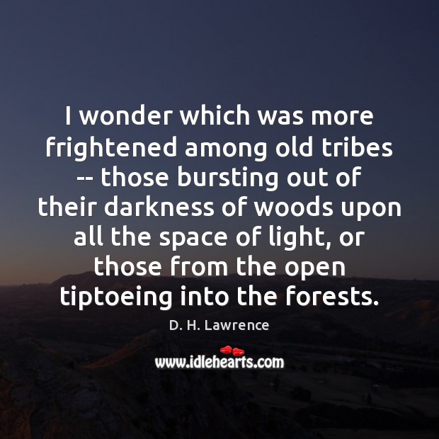 I wonder which was more frightened among old tribes — those bursting D. H. Lawrence Picture Quote