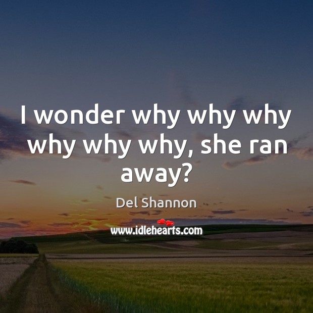 I wonder why why why why why why, she ran away? Del Shannon Picture Quote
