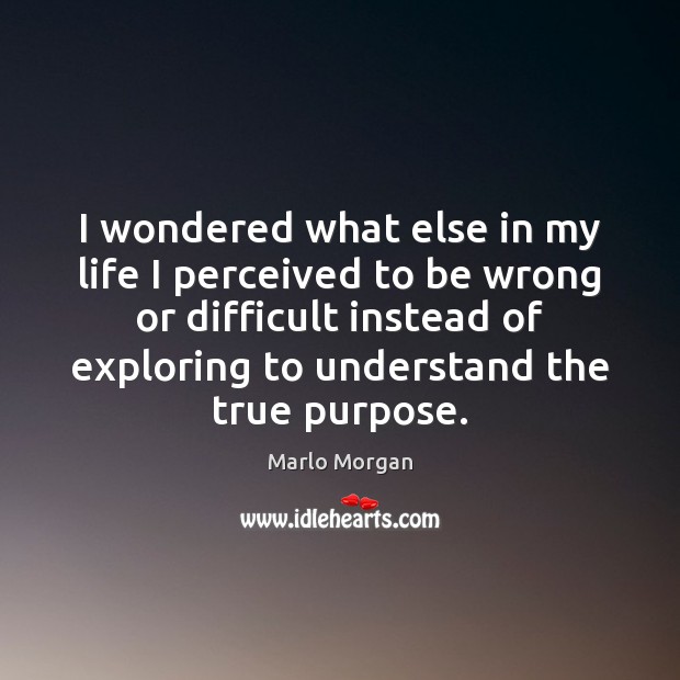 I wondered what else in my life I perceived to be wrong Marlo Morgan Picture Quote