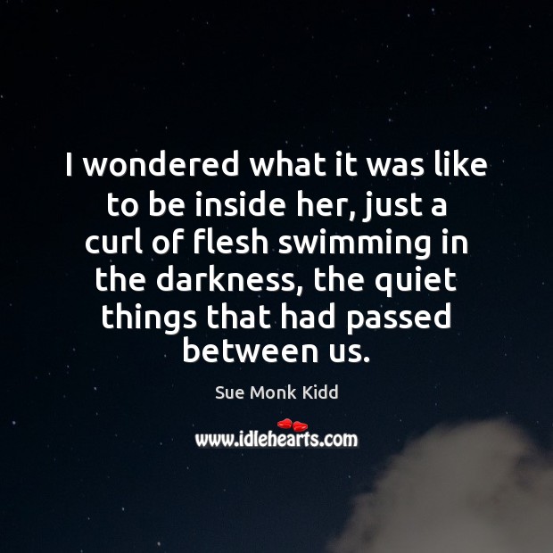 I wondered what it was like to be inside her, just a Sue Monk Kidd Picture Quote