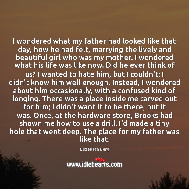 I wondered what my father had looked like that day, how he Elizabeth Berg Picture Quote