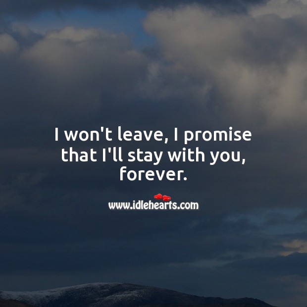 I won’t leave, I promise that I’ll stay with you, forever. Life and Love Quotes Image