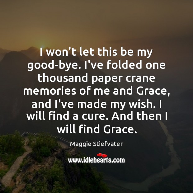 I won’t let this be my good-bye. I’ve folded one thousand paper Maggie Stiefvater Picture Quote