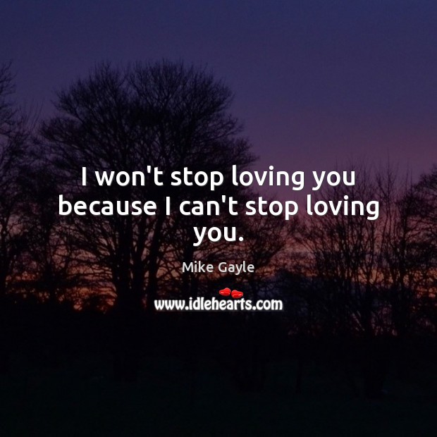 I won’t stop loving you because I can’t stop loving you. 