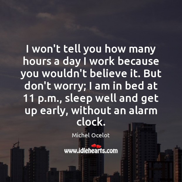 I won’t tell you how many hours a day I work because Michel Ocelot Picture Quote