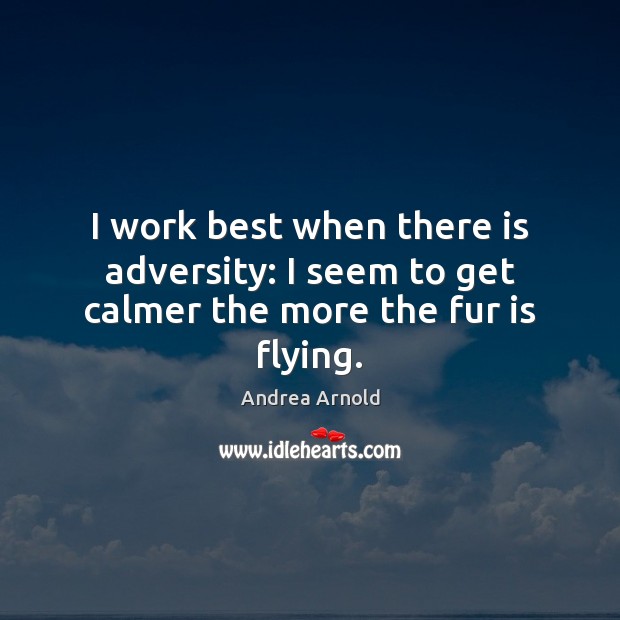 I work best when there is adversity: I seem to get calmer the more the fur is flying. Andrea Arnold Picture Quote
