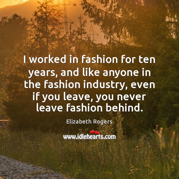 I worked in fashion for ten years, and like anyone in the Elizabeth Rogers Picture Quote