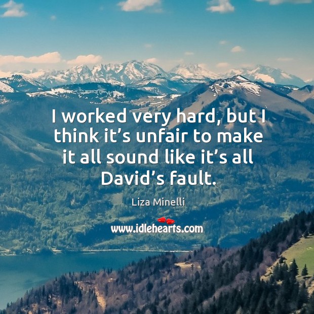I worked very hard, but I think it’s unfair to make it all sound like it’s all david’s fault. Liza Minelli Picture Quote