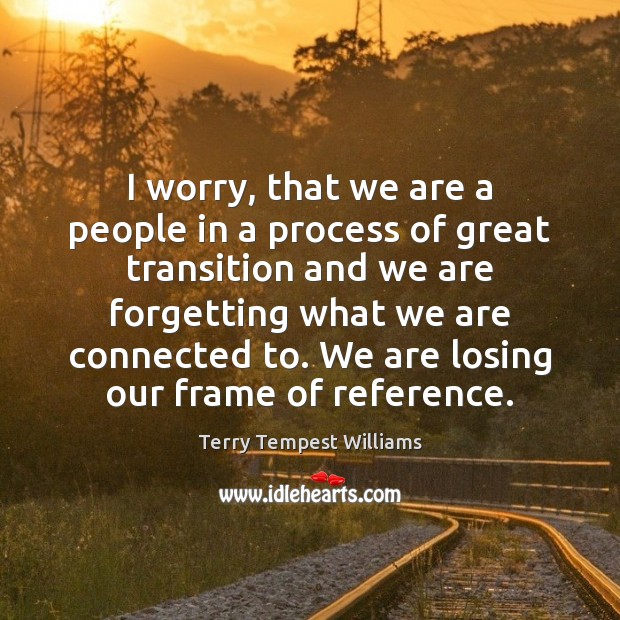 I worry, that we are a people in a process of great Terry Tempest Williams Picture Quote