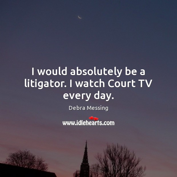 I would absolutely be a litigator. I watch Court TV every day. Debra Messing Picture Quote