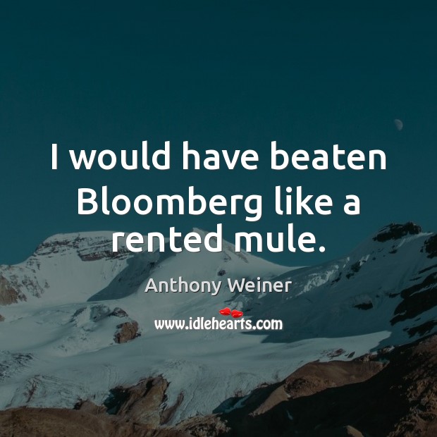 I would have beaten Bloomberg like a rented mule. Anthony Weiner Picture Quote