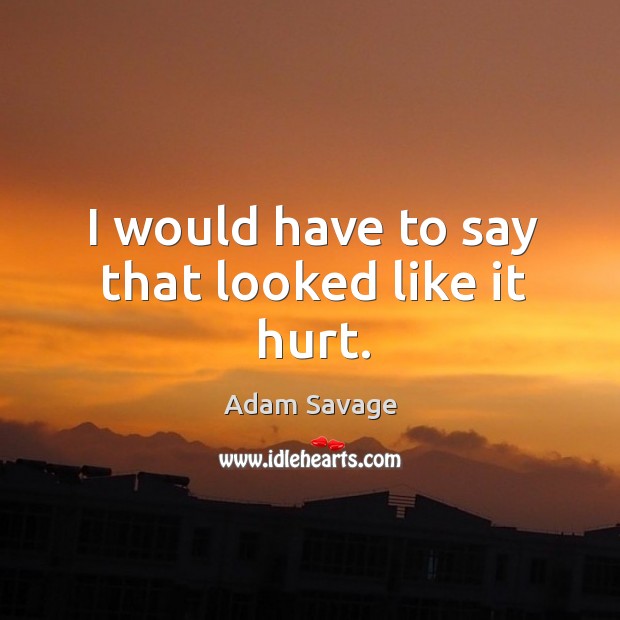 I would have to say that looked like it hurt. Adam Savage Picture Quote