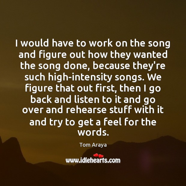 I would have to work on the song and figure out how Tom Araya Picture Quote