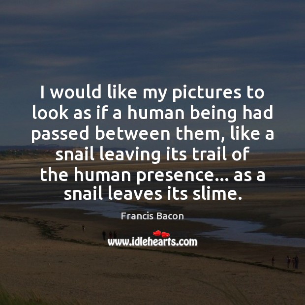 I would like my pictures to look as if a human being Francis Bacon Picture Quote