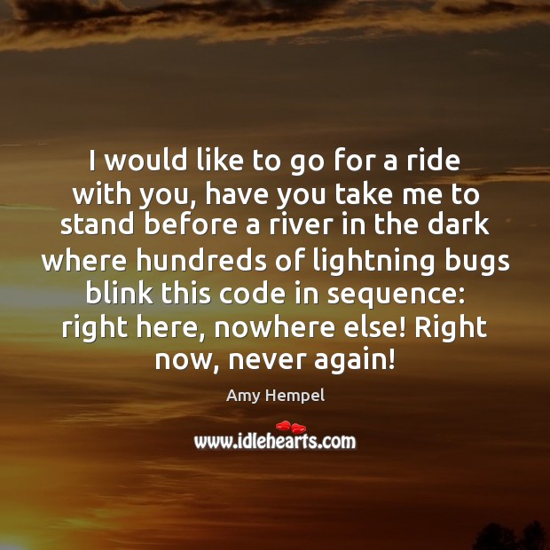 I would like to go for a ride with you, have you Amy Hempel Picture Quote