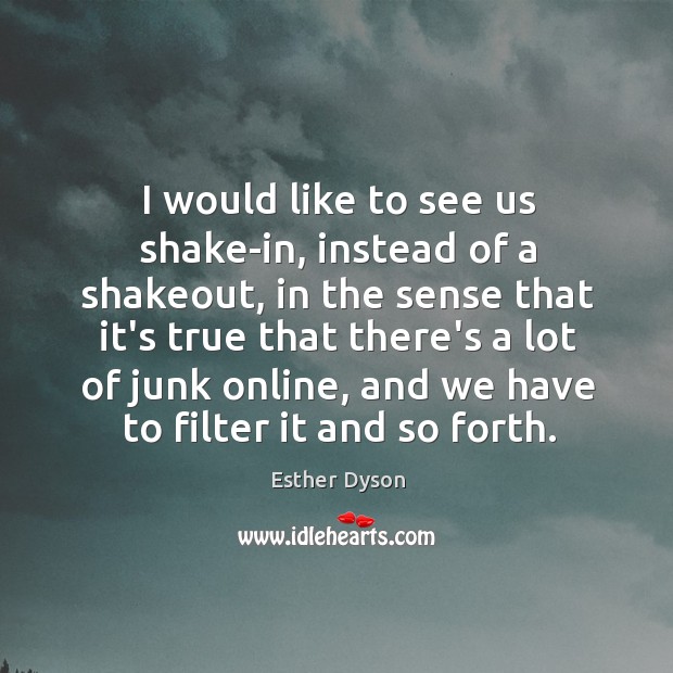 I would like to see us shake-in, instead of a shakeout, in Esther Dyson Picture Quote