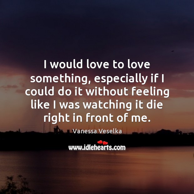 I would love to love something, especially if I could do it Vanessa Veselka Picture Quote