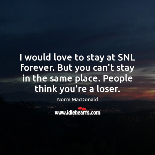 I would love to stay at SNL forever. But you can’t stay Norm MacDonald Picture Quote