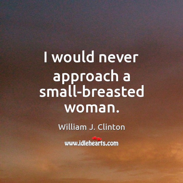 I would never approach a small-breasted woman. William J. Clinton Picture Quote