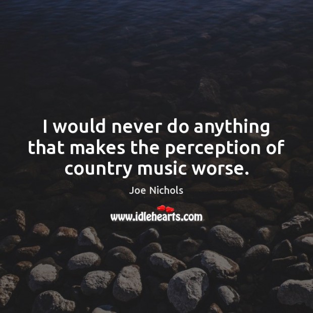 I would never do anything that makes the perception of country music worse. Joe Nichols Picture Quote