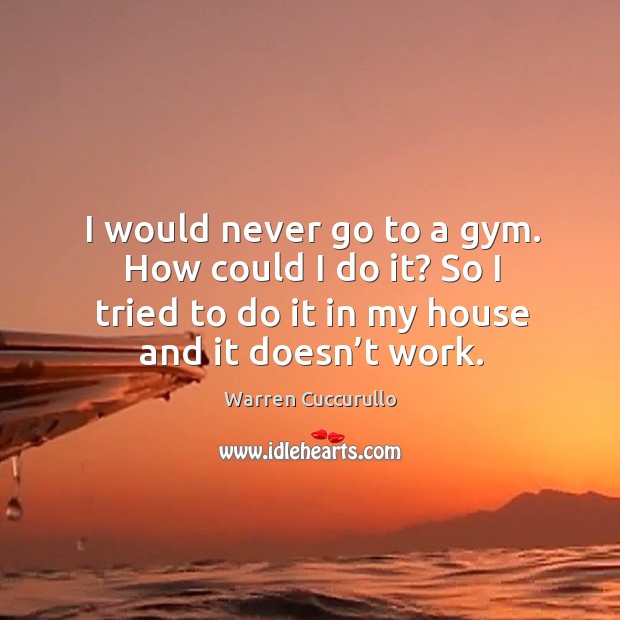 I would never go to a gym. How could I do it? so I tried to do it in my house and it doesn’t work. Warren Cuccurullo Picture Quote