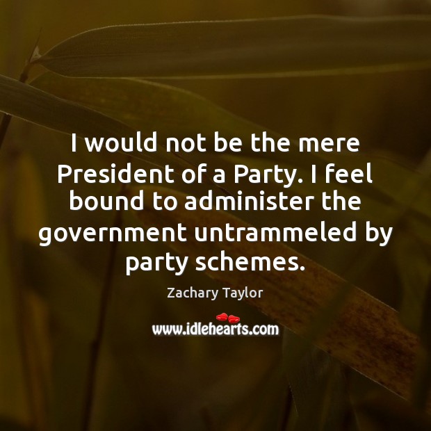 I would not be the mere President of a Party. I feel Government Quotes Image