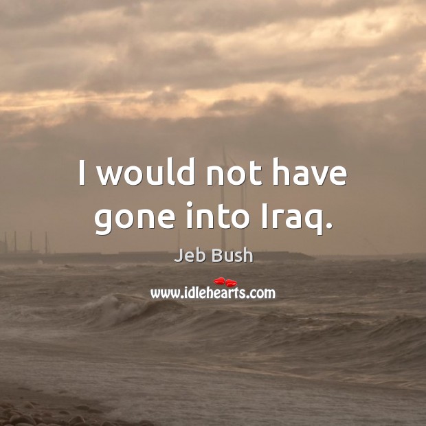 I would not have gone into Iraq. Image