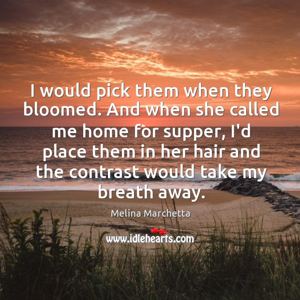 I would pick them when they bloomed. And when she called me Melina Marchetta Picture Quote