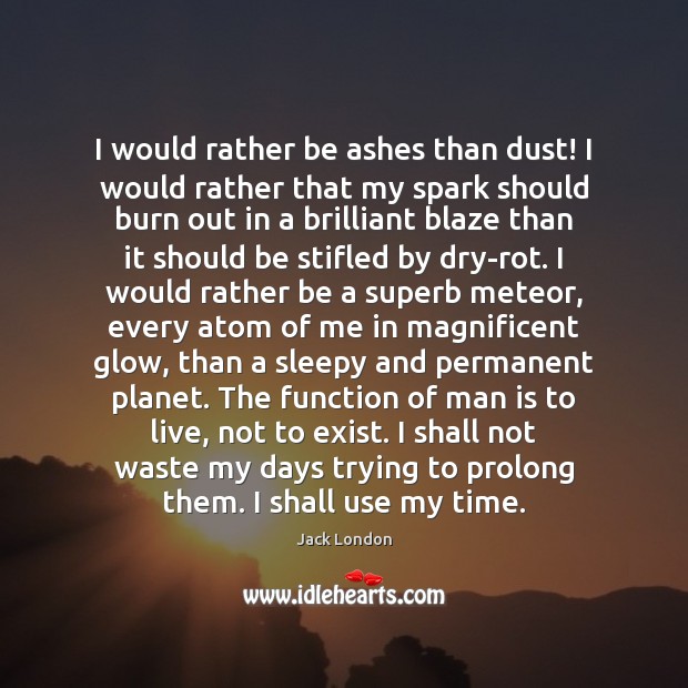 I would rather be ashes than dust! I would rather that my Image