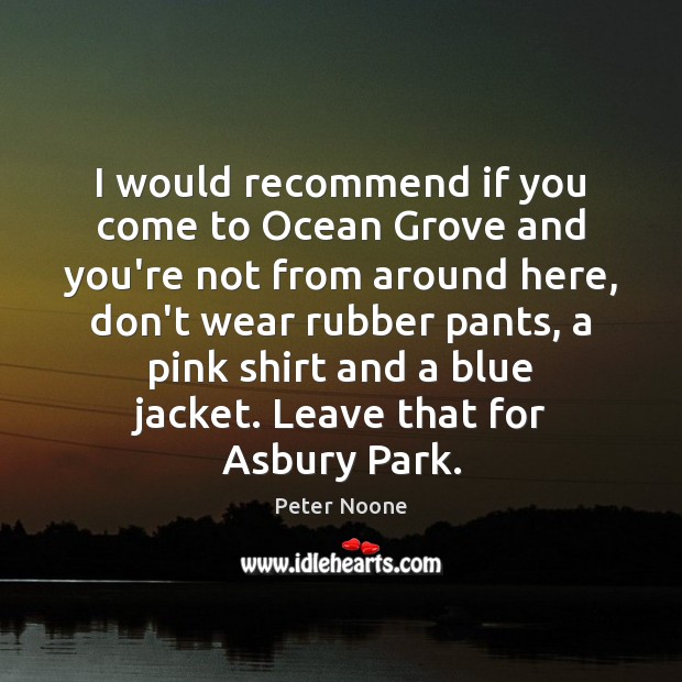I would recommend if you come to Ocean Grove and you’re not Peter Noone Picture Quote