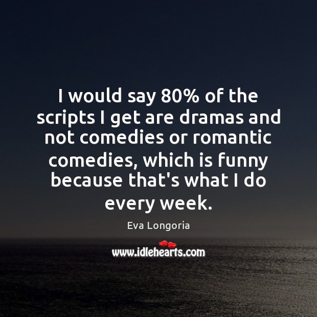 I would say 80% of the scripts I get are dramas and not Image