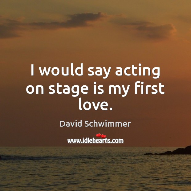 I would say acting on stage is my first love. David Schwimmer Picture Quote