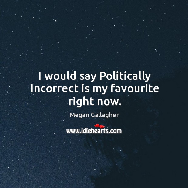 I would say politically incorrect is my favourite right now. Megan Gallagher Picture Quote