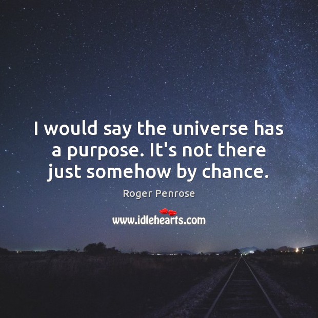 I would say the universe has a purpose. It’s not there just somehow by chance. Roger Penrose Picture Quote