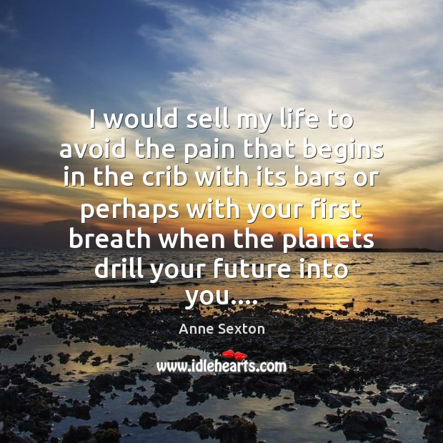 I would sell my life to avoid the pain that begins in Anne Sexton Picture Quote