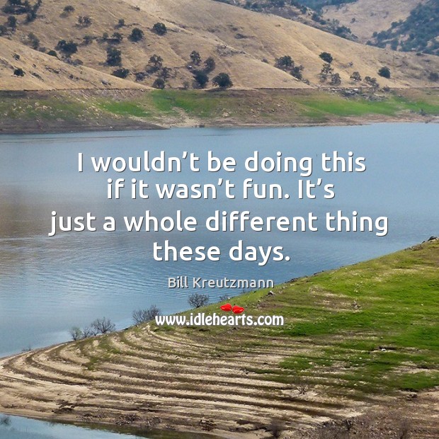 I wouldn’t be doing this if it wasn’t fun. It’s just a whole different thing these days. Bill Kreutzmann Picture Quote