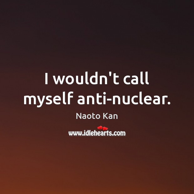 I wouldn’t call myself anti-nuclear. Naoto Kan Picture Quote