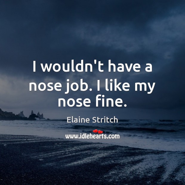 I wouldn’t have a nose job. I like my nose fine. Elaine Stritch Picture Quote