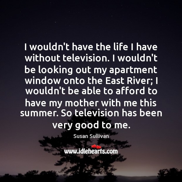 I wouldn’t have the life I have without television. I wouldn’t be Susan Sullivan Picture Quote