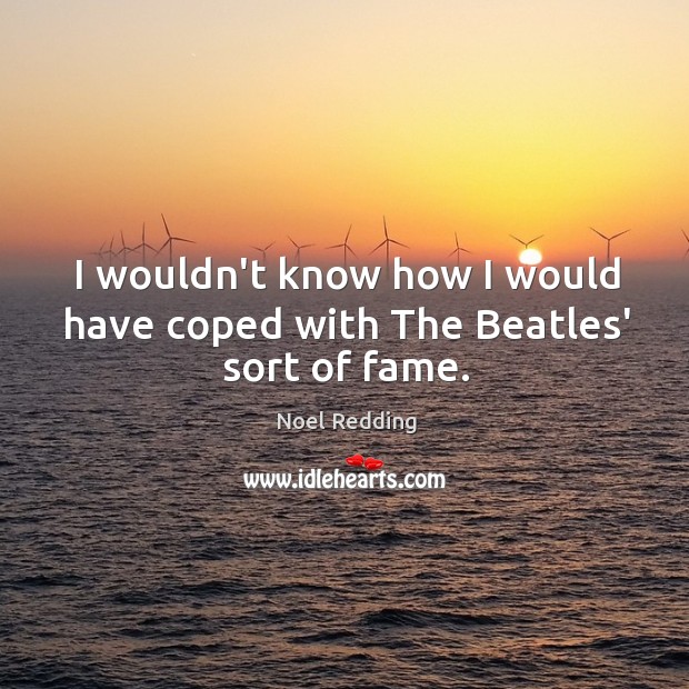I wouldn’t know how I would have coped with The Beatles’ sort of fame. Noel Redding Picture Quote