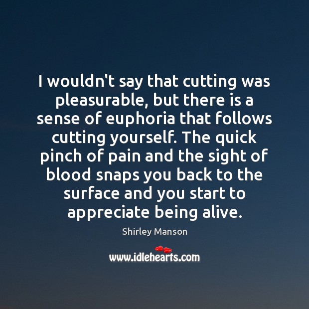 I wouldn’t say that cutting was pleasurable, but there is a sense Shirley Manson Picture Quote