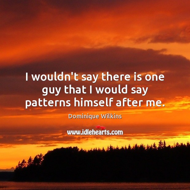 I wouldn’t say there is one guy that I would say patterns himself after me. Dominique Wilkins Picture Quote