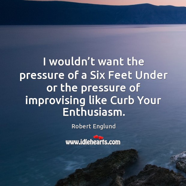 I wouldn’t want the pressure of a six feet under or the pressure of improvising like curb your enthusiasm. Robert Englund Picture Quote