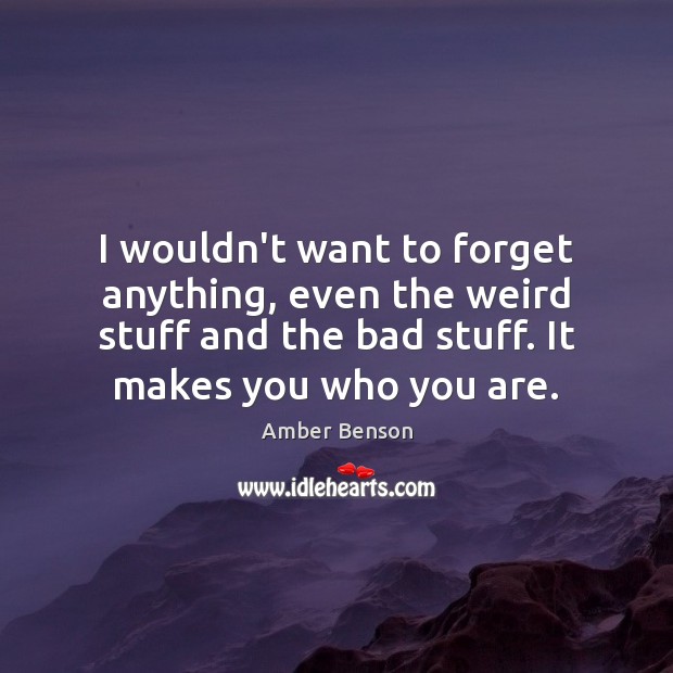 I wouldn’t want to forget anything, even the weird stuff and the Amber Benson Picture Quote