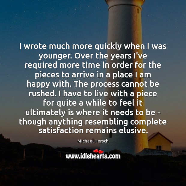 I wrote much more quickly when I was younger. Over the years Michael Hersch Picture Quote