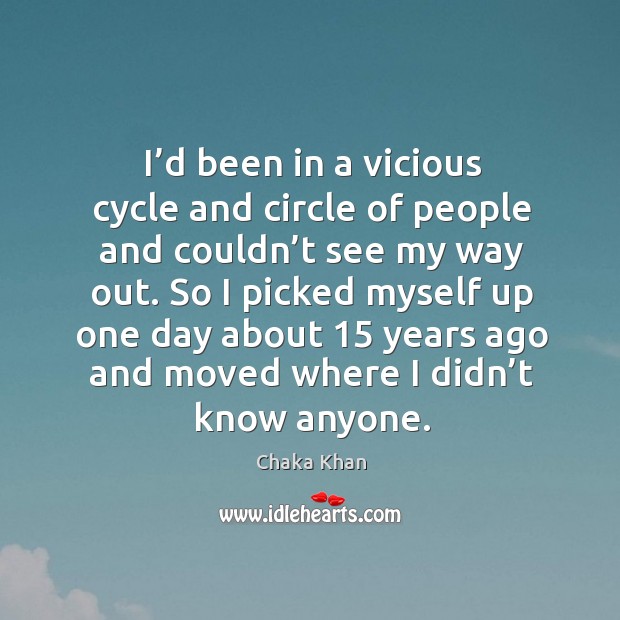 I’d been in a vicious cycle and circle of people and couldn’t see my way out. Image