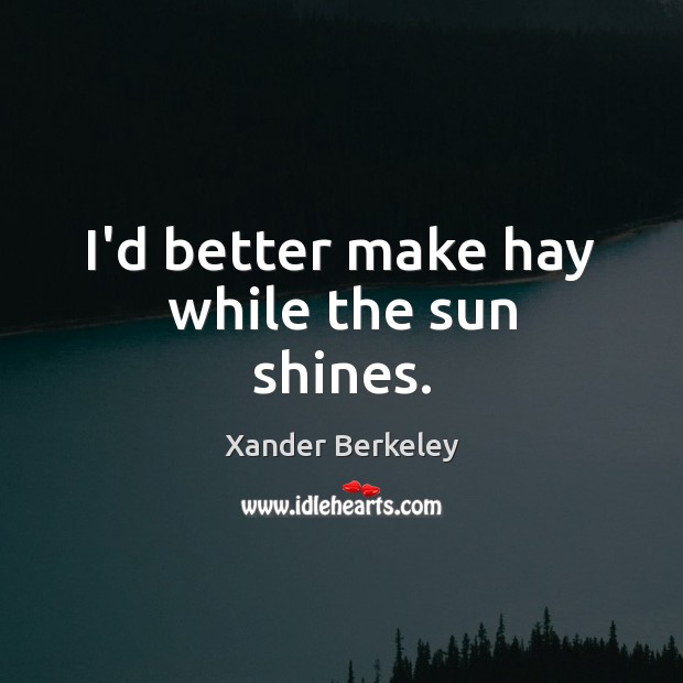 I’d better make hay while the sun shines. Image