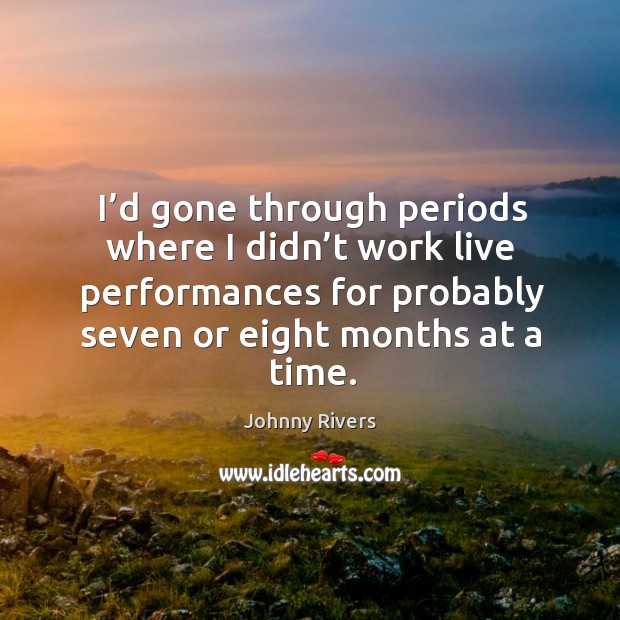 I’d gone through periods where I didn’t work live performances for probably seven or eight months at a time. Image