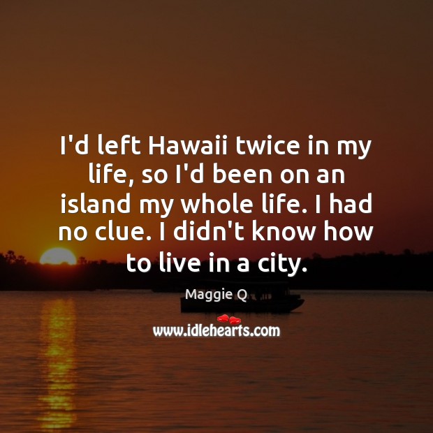 I’d left Hawaii twice in my life, so I’d been on an Maggie Q Picture Quote