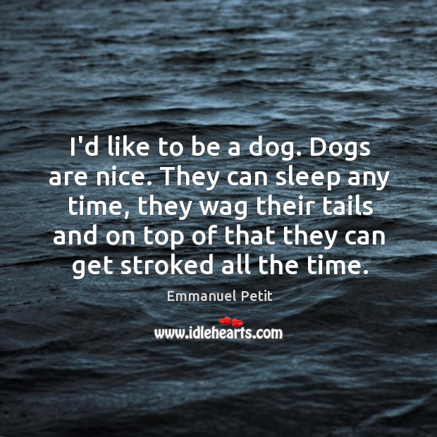 I’d like to be a dog. Dogs are nice. They can sleep Emmanuel Petit Picture Quote